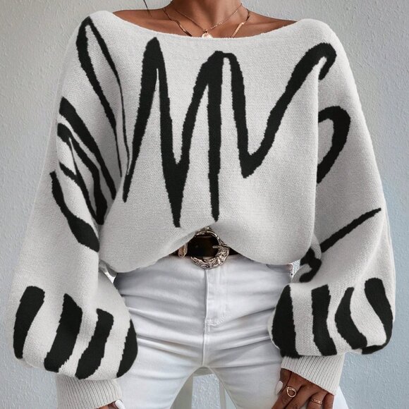 Casual Women's Loose Lantern Sleeve Sweater - Picture 5 of 7